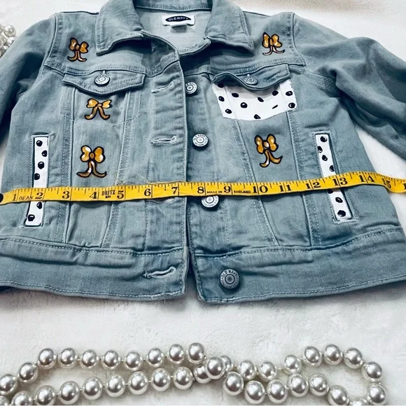 Kids Hand-Painted Denim Jacket with Orange Bow Design - Picture 10 of 12